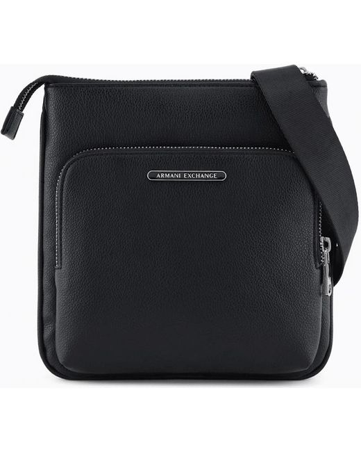 ARMANI EXCHANGE Black Metal Logo Shoulder Bag for men