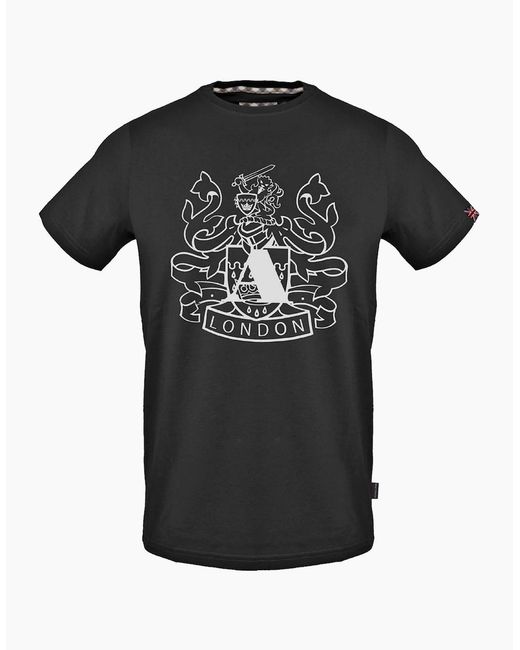 Aquascutum Black Large Shield Aldis Logo T Shirt for men