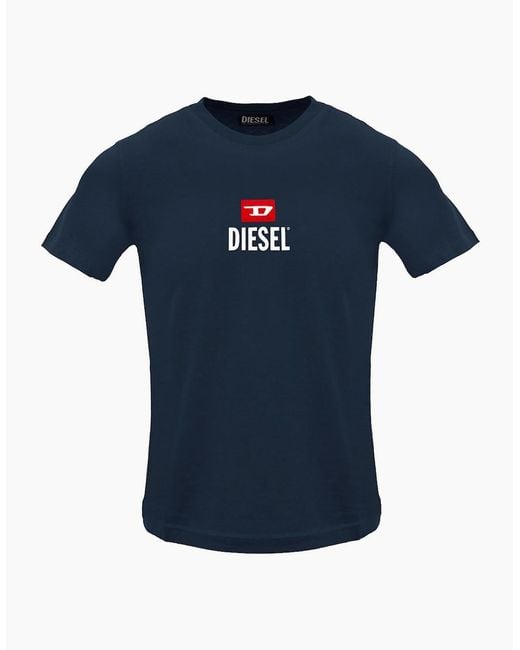 DIESEL Blue Just Small New D Logo Total Eclipse T-Shirt for men