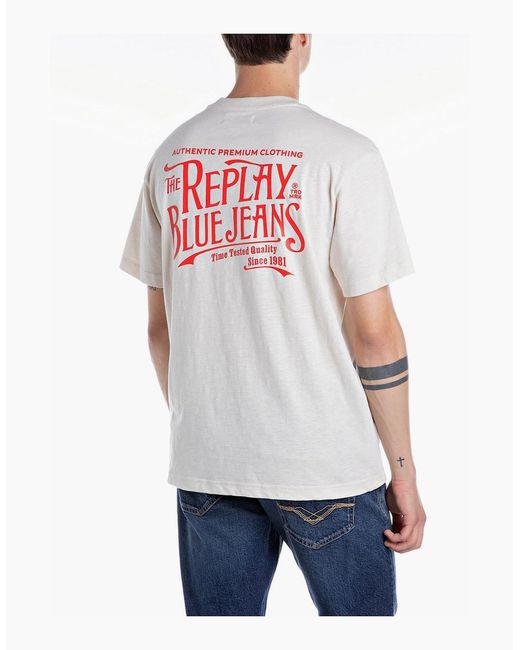Replay White Royal Eagle Back Print T-Shirt for men