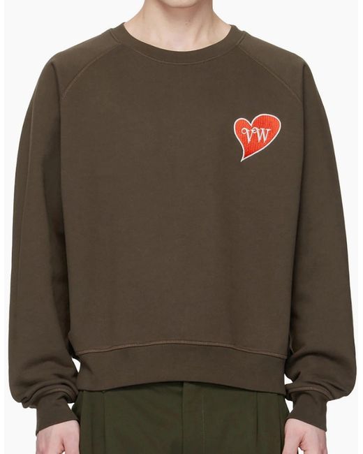 Vivienne Westwood Brown Embroidered Heart Patched Sweatshirt for men