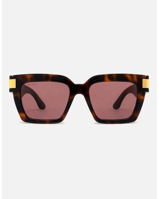Gucci Brown Gg Interlocking Logo Sunglasses Tortoise