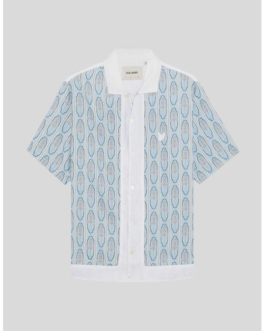 Lyle & Scott Blue Short Sleeve Floral Graphic Shirt for men