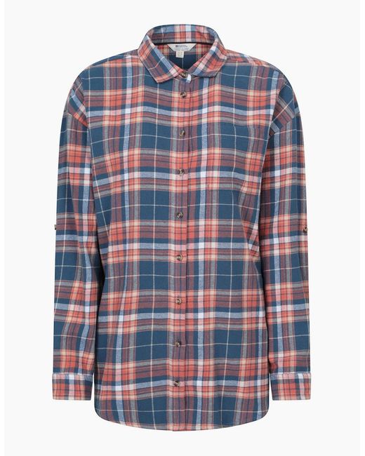 Mountain Warehouse Blue Ladies Elm Flannel Relaxed Fit Long-Sleeved Shirt