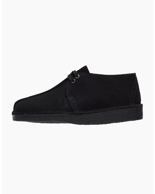 Clarks Black Originals Desert Trek Suede Shoes for men