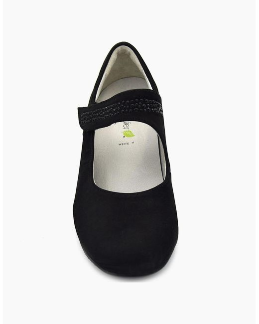 Waldläufer Black Hilaria-30 Ladies Court Shoe