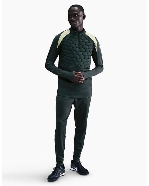 Nike Green Zip Neck Raglan Sleeve Slim Fit Drill Top for men