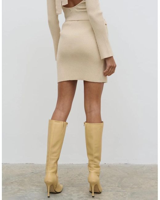 Pretty Lavish Natural Lakelyn Wrap Mini Knit Skirt