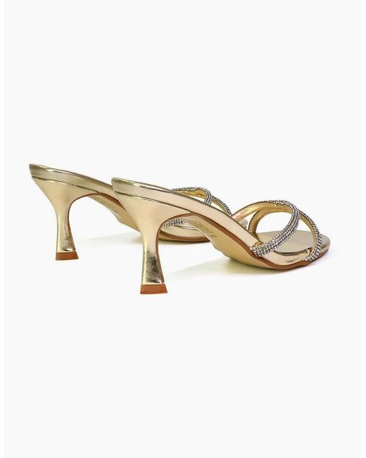 XY London Ladies Abby Metallic Diamante Strappy Stiletto Heel Mules