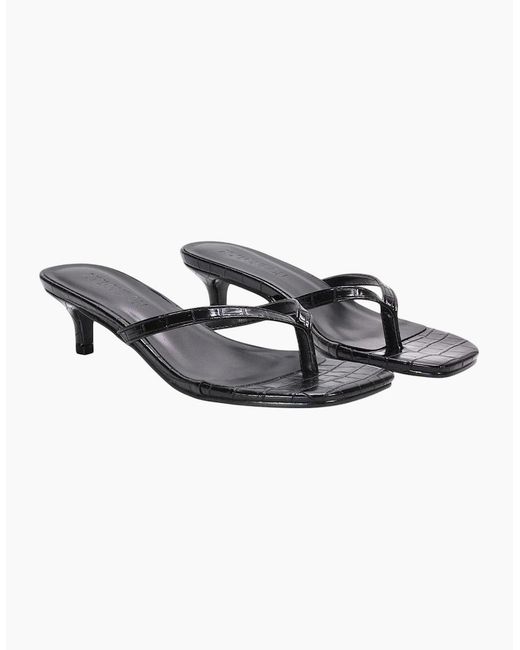 XY London Gray Ladies Jane Toe Post Low Kitten Heel Mule Sandals