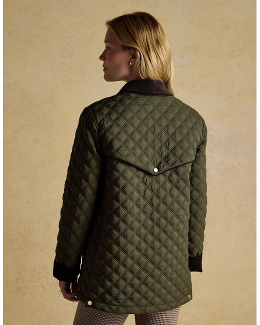 Joules Green Beatrix Showerproof Quilted Coat Khaki