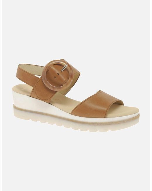 Gabor White Yeo Wedge Mid Heel Sandals