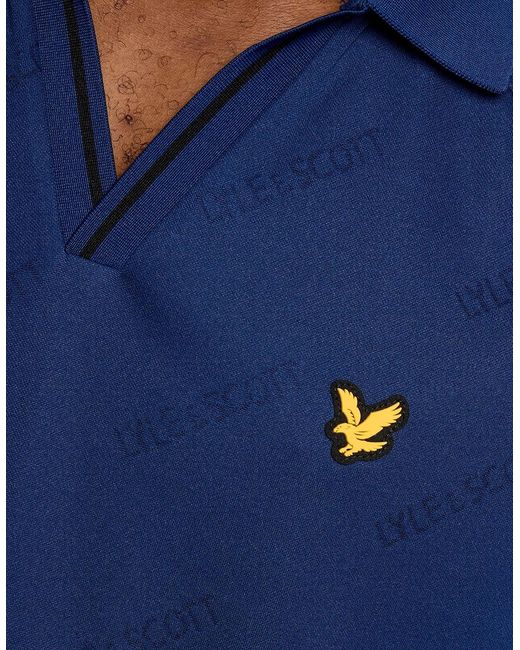 Lyle & Scott Blue Sports Embossed Football Polo Shirt for men