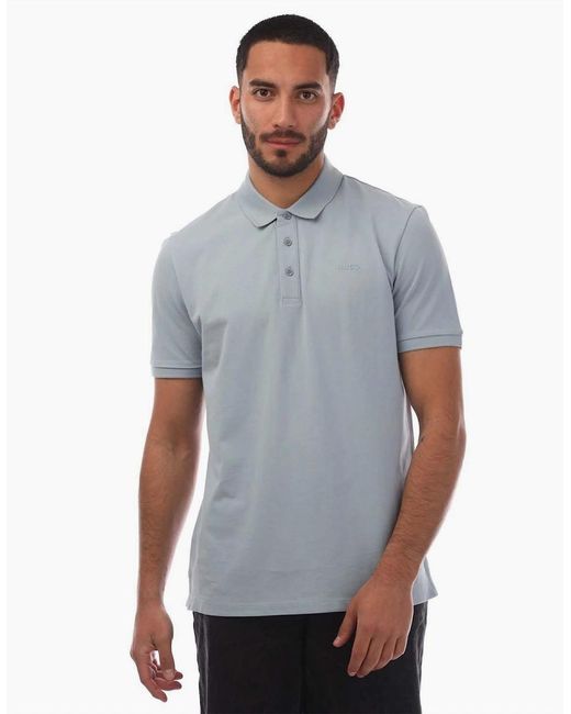 Boss Blue Logo Print Polo Shirt for men
