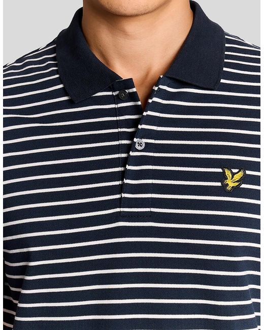 Lyle & Scott Blue Pique Breton Polo Shirt for men
