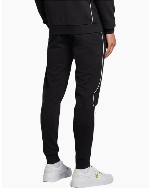 Lyle & Scott Black Lyle & Scott Jogger Fleece Bottom Sweatpants Trouser Contrast Piping for men
