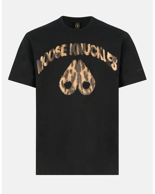 Moose Knuckles Black Leo Logo T Shirt for men