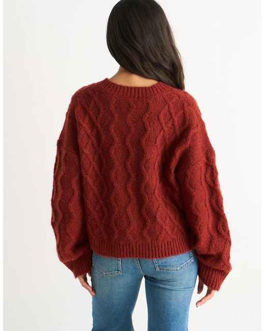 Gini London Red Rust Cable Knit Cardigan