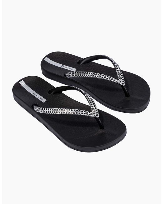 Ipanema Black Mesh X Fem Flip Flops
