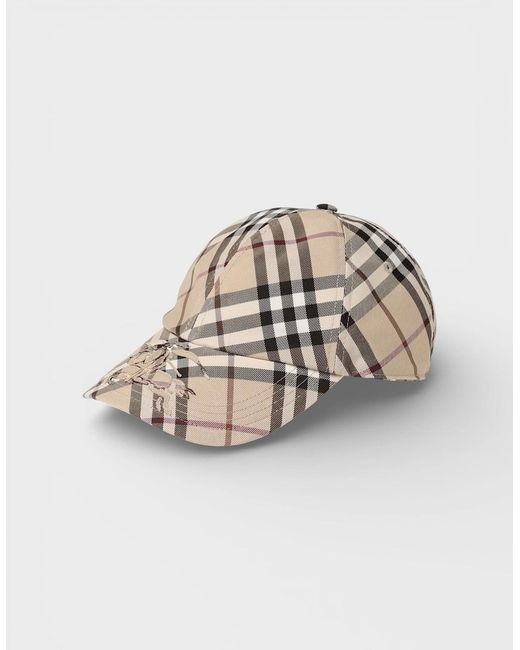 Burberry Multicolor Ess Check Baseball Cap Alabaster Checked