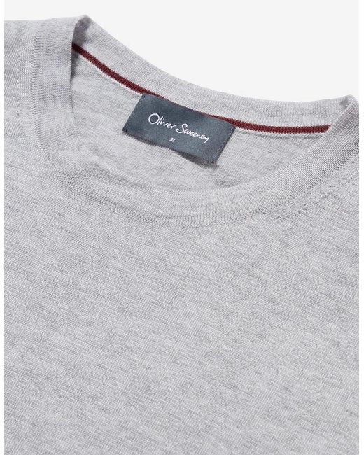 Oliver Sweeney Gray Merino Wool Crew Neck Jumper for men