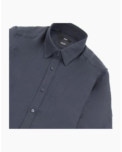 Boss Blue Luka Short Sleeve Pur Linen Shirt for men