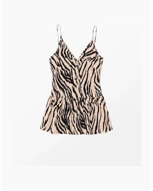 Ro&zo White Zebra Print Peplum Cami