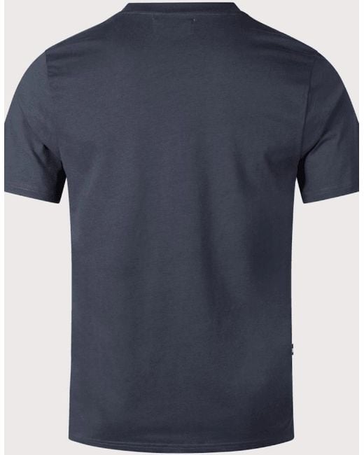 Aquascutum Blue Cotton Shoulder Check T-Shirt for men