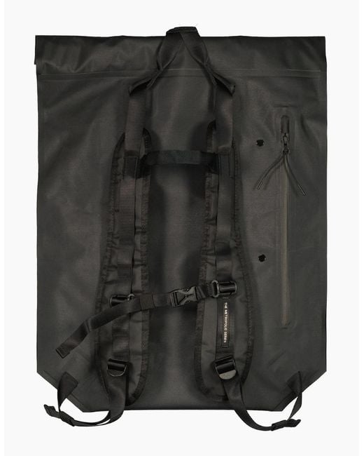 C P Company Black Metropolis Rubber Reps Rolled Backpack for men