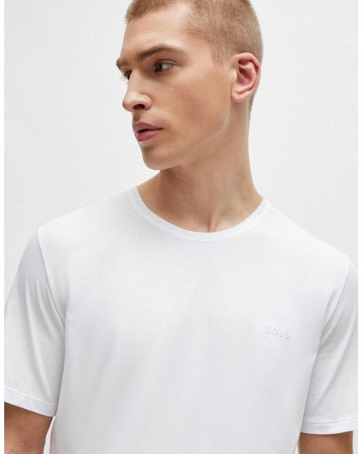 Boss White Boss Mix & Match Stretch-Cotton Regular Fit T-Shirt With Logo Detail for men