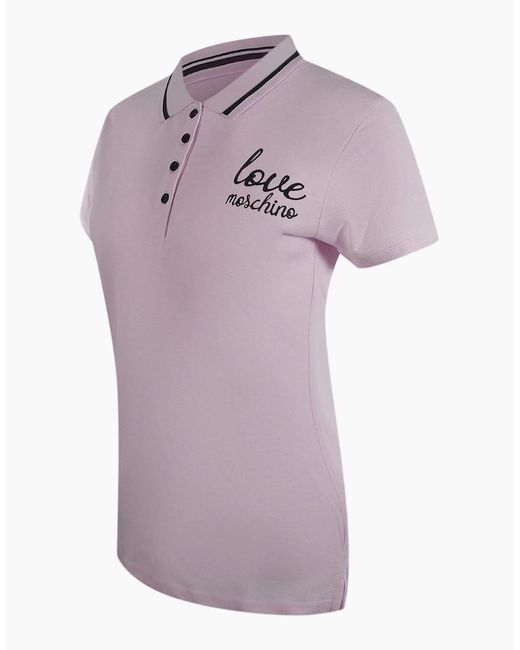 Love Moschino Purple Signature Logo Polo Shirt