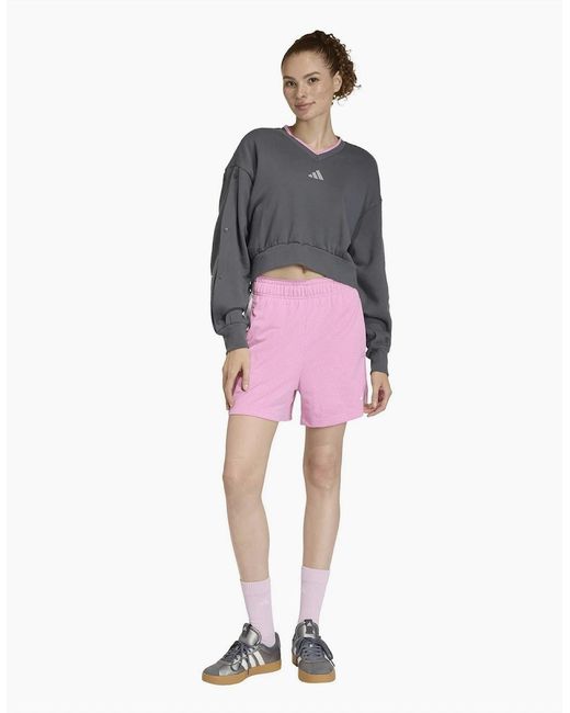 Adidas Gray V-Neck Drop Shoulder Long Sleeve Sweatshirt
