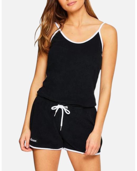 Ellesse Black Loron Playsuit Size 12 14 Summer Sports Jumpsuit Dungarees