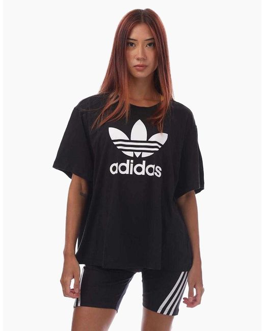 Adidas Black Ladies Trefoil Plus Short-Sleeved T-Shirt