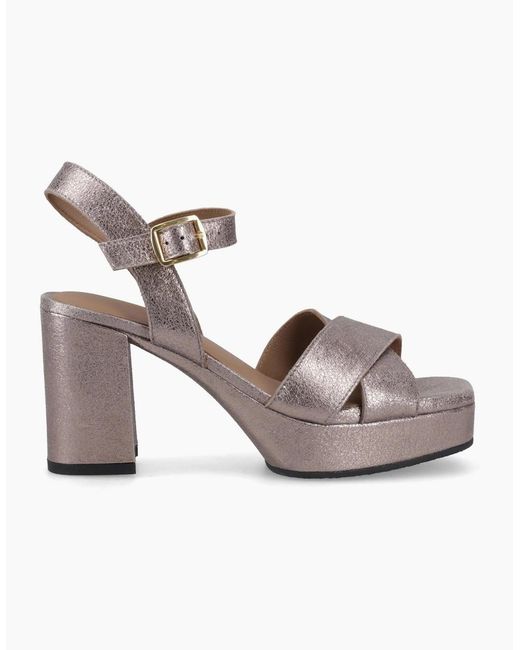 Hush Puppies Natural Ophelia Leather Heel Suede Pewter Slim Fit Heels