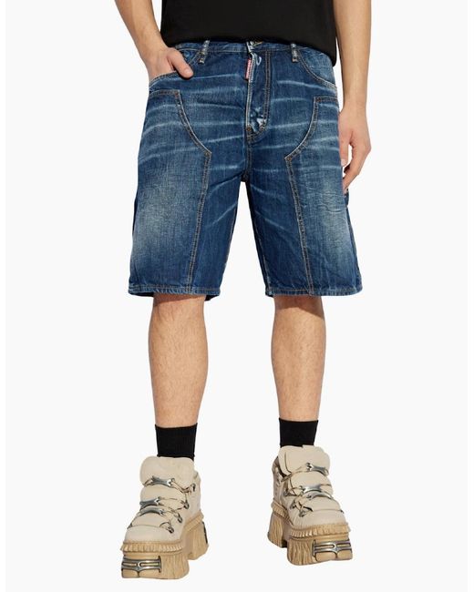 DSquared² Blue Dark Semplice Carpenter Shorts for men