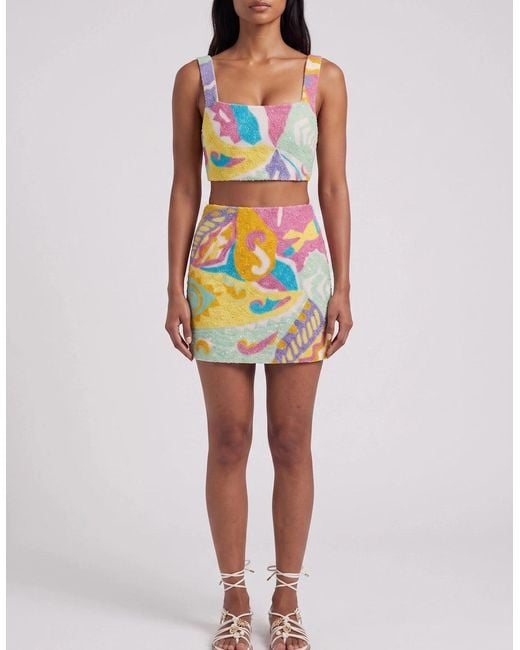 Oceanus Orange South Beach Azure Beaded Mini Skirt Multi Colour