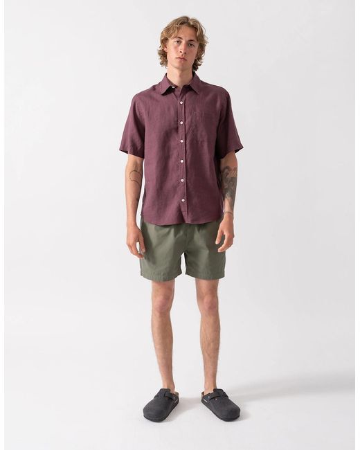COLORFUL STANDARD Red Short Sleeve Linen Shirt for men