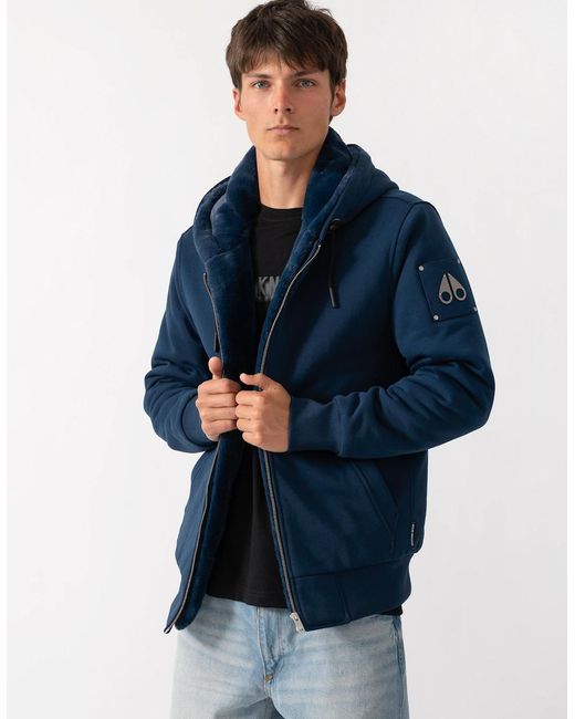 Moose Knuckles Blue Classic Bunny 3 Fleece Hoodie for men