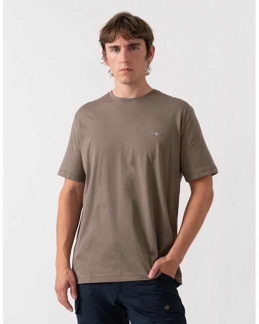Gant Brown Regular Fit Short Sleeve Shield Logo T-Shirt for men