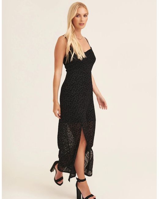 Gini London Black Animal Cowl Midi Dress