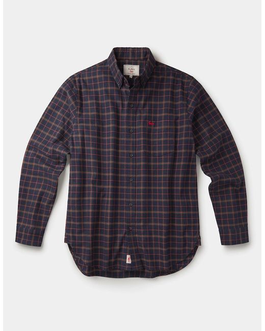 aubi Blue Merton Brushed Oxford Button Down Shirt for men