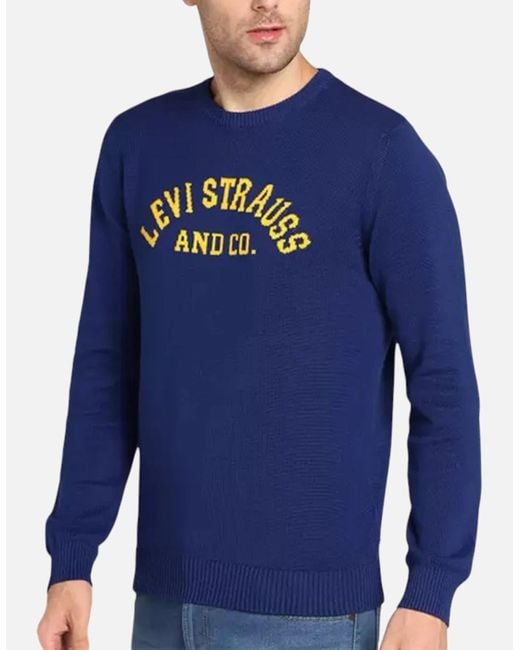 Levi's Blue Levi's Sweatshirts Jumper Sweat Retro Crew Neck Casual Cotton Levi Sweater for men