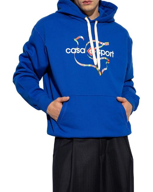 Casablanca Blue Drapeau De Collombes Printed Hoodie for men