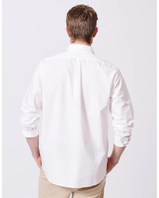 aubi White Chase Poplin Shirt for men