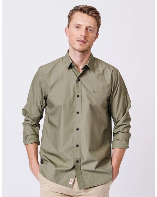 aubi Green Chase Poplin Shirt for men