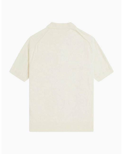 Fred Perry White Cotton Knitted Polo Shirt for men