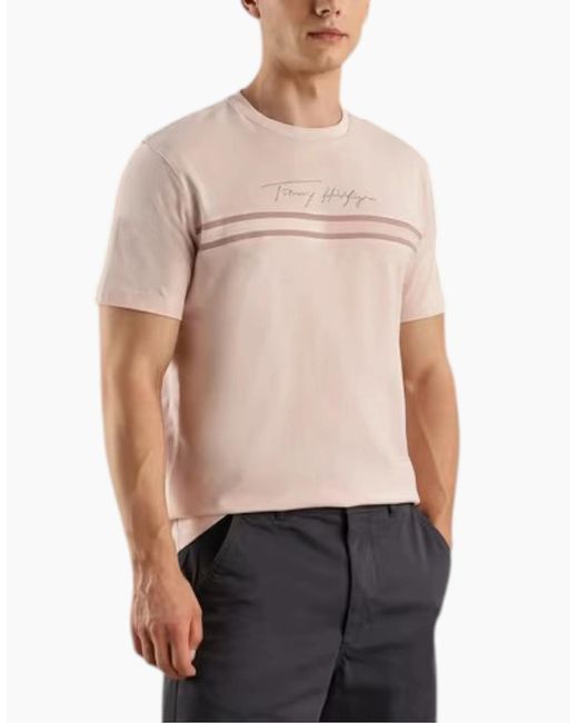Tommy Hilfiger Natural T Shirts Signature Tonal Flag Logo Summer Cotton Tino Tee for men