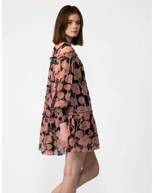 Ted Baker Black Sandror Swing Mini Dress With Ruffled Tiers
