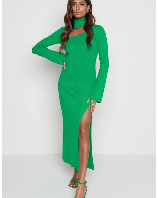 Pretty Lavish Green Blythe Slit Knit Skirt